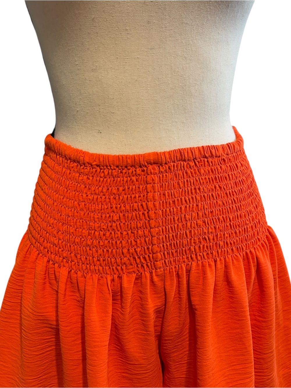 Ivy Jane Red Orange Textured Pleated Flared Skort High Waist Ribbed Waistband‎ S - Picture 2 of 10